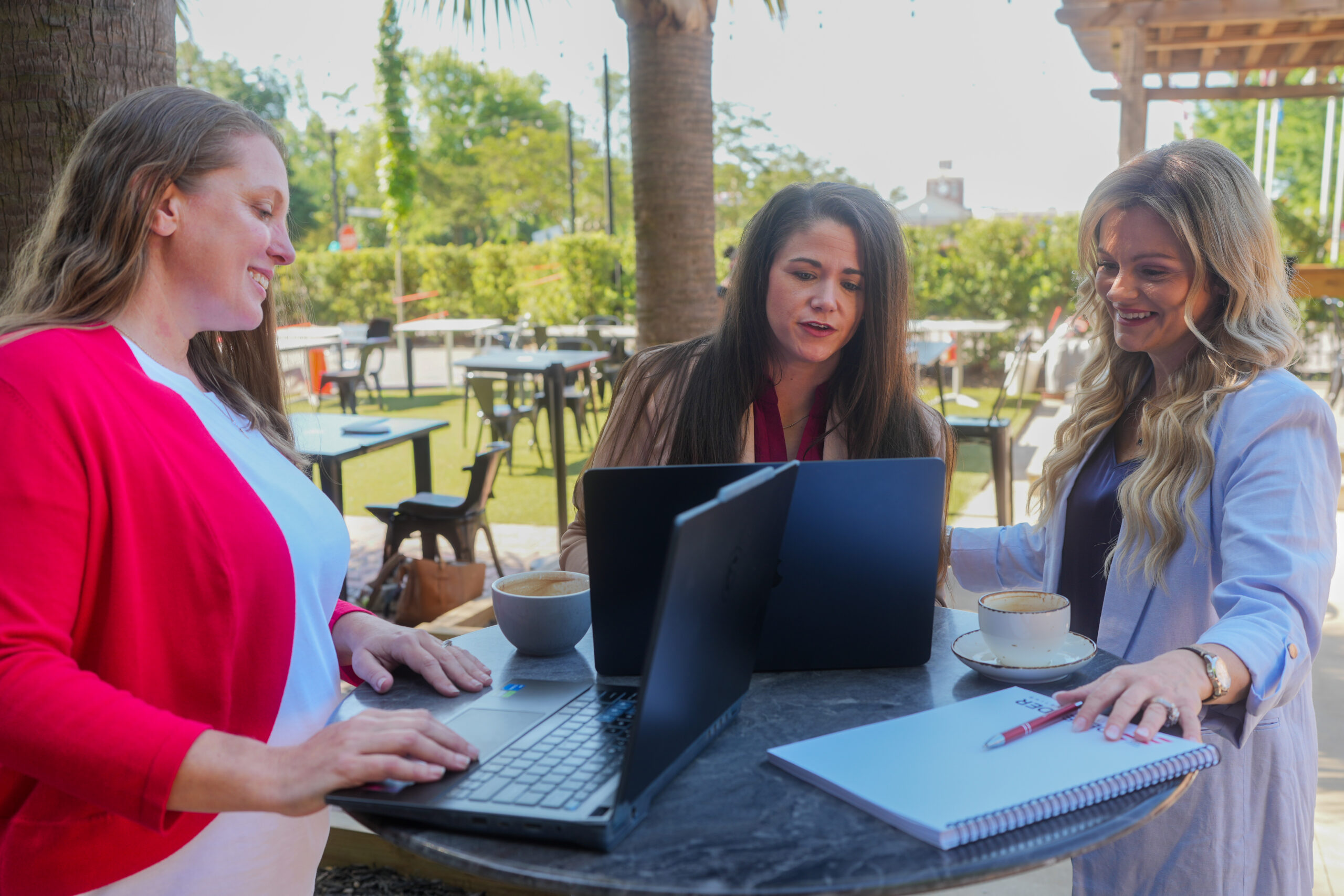 An outdoor team strategy meeting